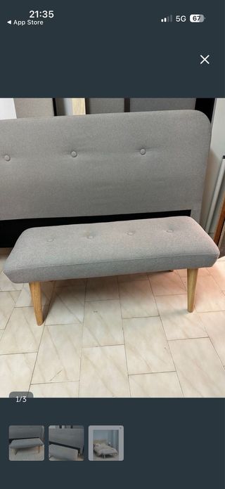 Banco tapizado tela y madera