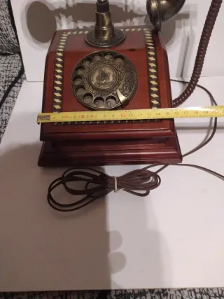 Teléfono Antiguo Vintage Madera y Bronce