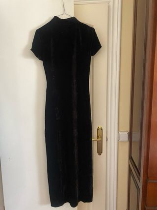 Vestido Terciopelo Negro Alamares