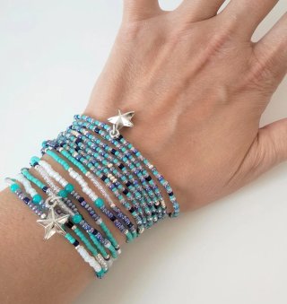Bracciale/Collana verde acqua con stelle