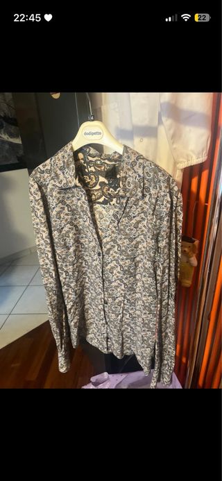 Camicia fantasia rosina e marrone