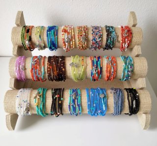 Bracciale/Collana perline verdi e arancioni
