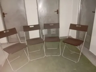 4 Sillas Plegables Marrón y Plata