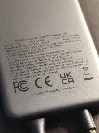 SSD UltraRapido Portátil UGREEN NeoDrive Go40 1TB