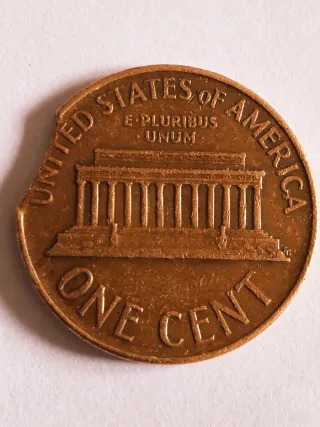 MONEDA 1 CENTAVO LINCOLN.1965.ERROR RECORTADA.