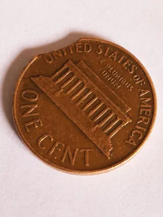 MONEDA 1 CENTAVO LINCOLN.1965.ERROR RECORTADA.