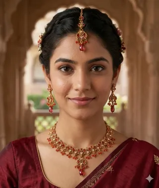 Conjunto collar, pendientes y bindi indio