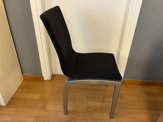 Mesa de comedor cristal y metal + 6 sillas a juego