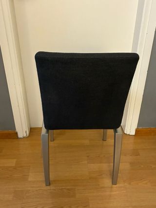 Mesa de comedor cristal y metal + 6 sillas a juego