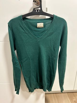 Jersey fino cuello pico verde