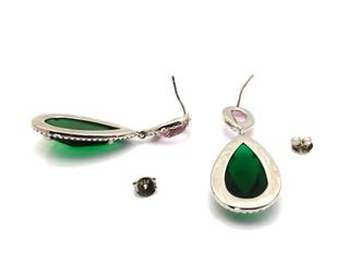 pendientes plata 925mm con piedra con circonita