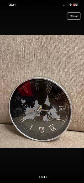 Reloj de Pared con Mapa Mundial Gris