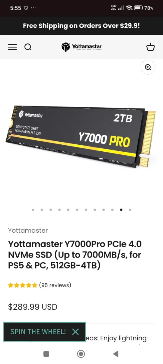 SSD Yottamaster Y7000 Pro 2TB PCIe 4.0 PS5&PC