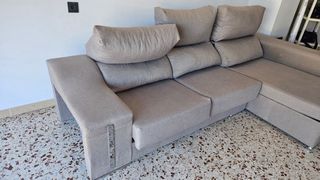 Sofá Chaiselongue 3 Plazas con Arcón Gris