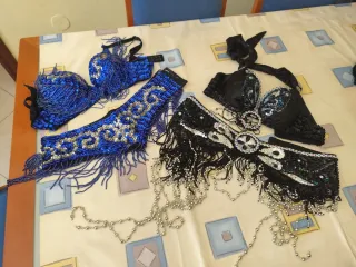 Conjunto Danza Vientre Negro y Plateado