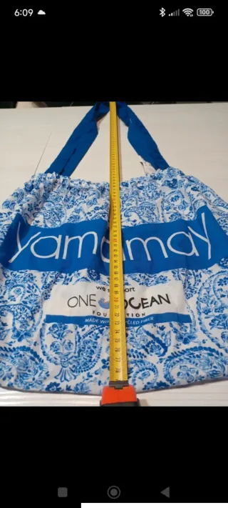 Borsa spiaggia Yamamay fantasia blu e bianca