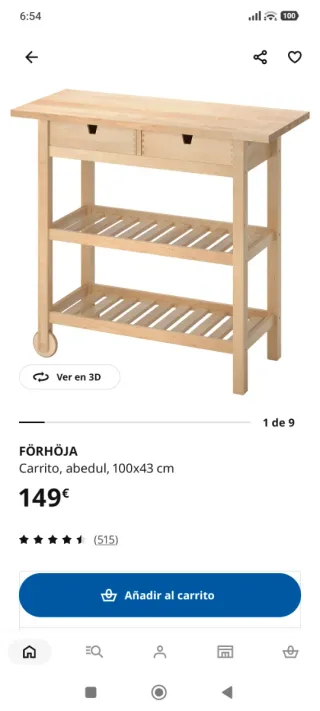 Isla/Carrito Cocina Madera Ikea