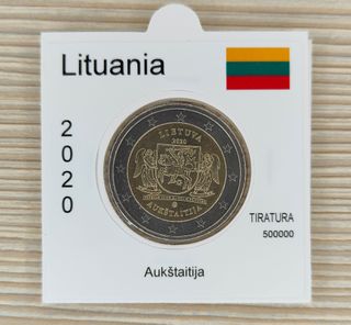 2 Euro Lituania 2020 Aukštaitija FDC