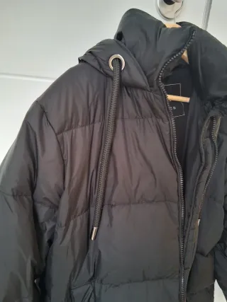 Plumífero largo Negro Zara Relleno Plumas