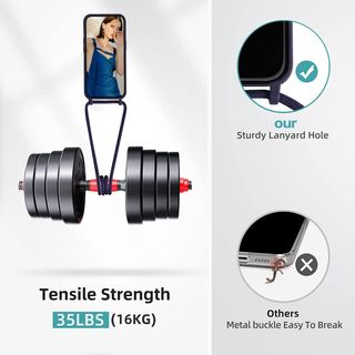 Custodia con cordino per iPhone 12/iPhone 12 Pro, con cordino. Blu scuro