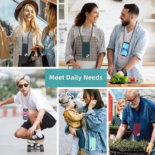 Custodia con cordino per iPhone 12/iPhone 12 Pro, con cordino. Blu scuro