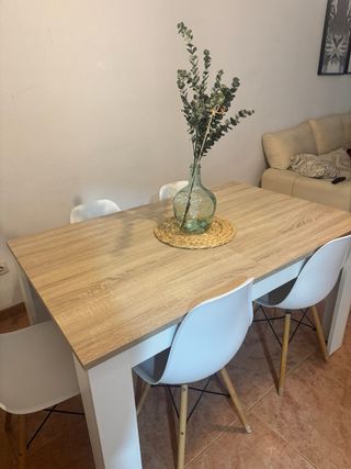 Sofá, mesa comedor y mueble TV