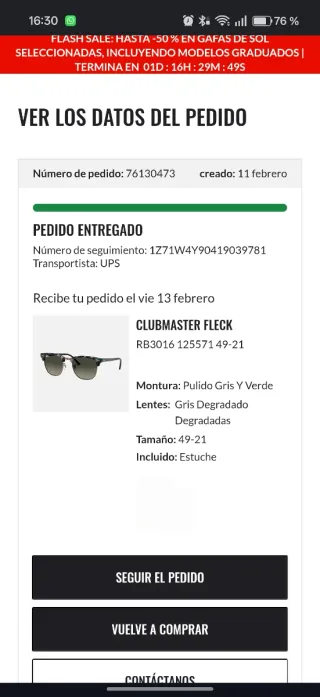 Gafas Ray-Ban Clubmaster Fleck