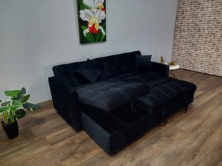SOFA CAMA NUEVO NEGRO TERCIOPELO DE MATRIMONIO