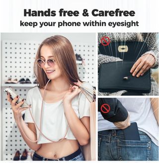 Funda  para Samsung Galaxy S23 Ultra Transparente con Cuerda Rosa/Dorado