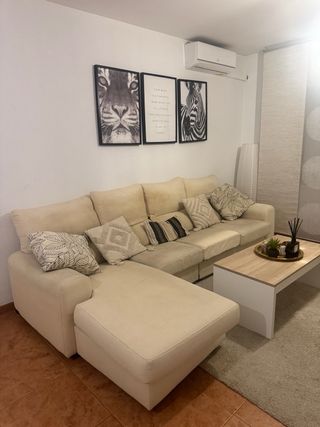 Sofá chaise longue beige tela