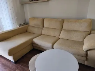 Sofá Chaiselongue Beige Tela