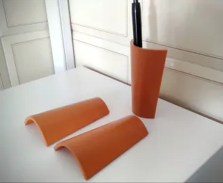 Set 3 tegole decorative marrone arancio