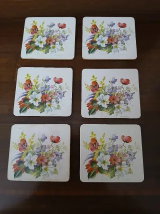 6 Sottobicchieri Mary Brown Fiori Anni '70