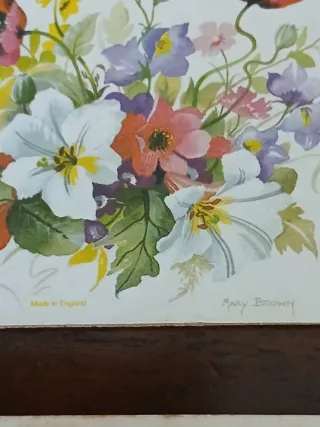 6 Sottobicchieri Mary Brown Fiori Anni '70