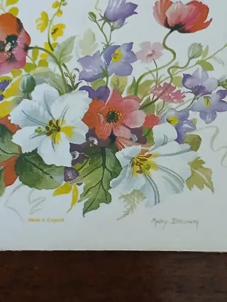 6 Sottobicchieri Mary Brown Fiori Anni '70