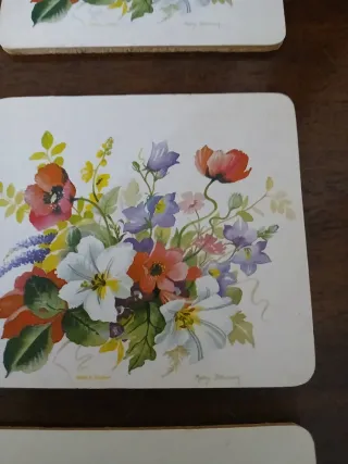 6 Sottobicchieri Mary Brown Fiori Anni '70