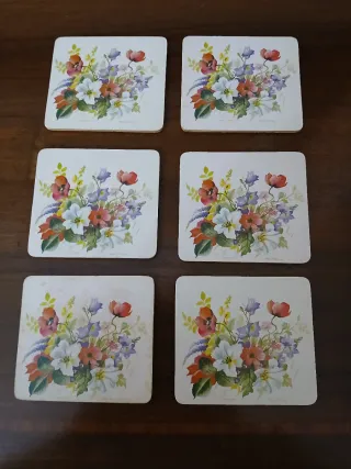 6 Sottobicchieri Mary Brown Fiori Anni '70