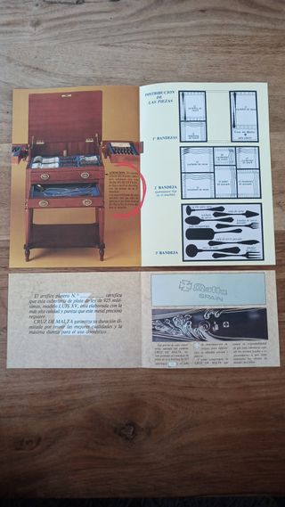 Cubertería Plata 925 Cruz de Malta con mueble