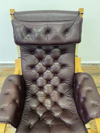 Butaca Danesa Piel Vintage Reposapiés