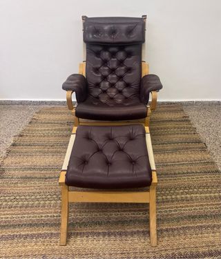 Butaca Danesa Piel Vintage Reposapiés