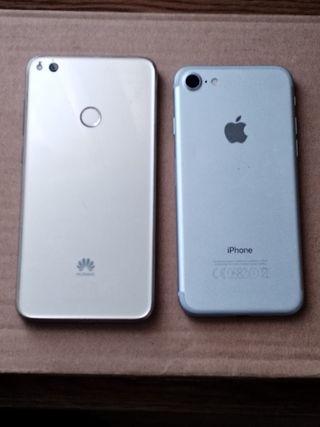 iPhone 7 y Huawei P8 Lite 2017 Plata