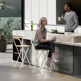 Set 2 Sgabelli in Legno e Metallo