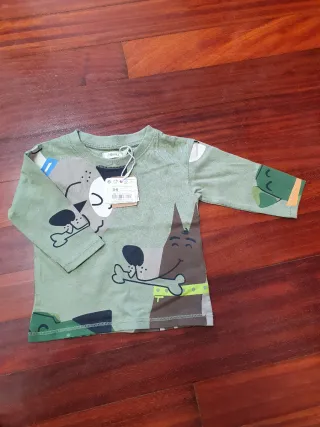 Camiseta bebé manga larga Sfera perros 3-6 meses