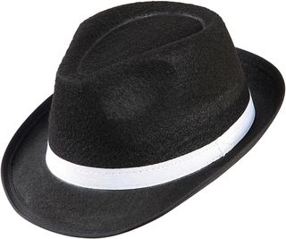 Disfraz Gangster Felt Black withWhite Band 20s 30s Gangster Hats Caps & Headwear for Fancy Dress Costumes Accessory
