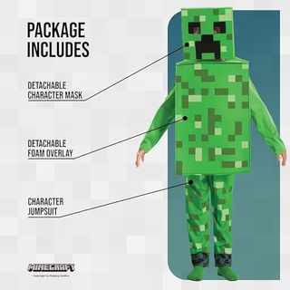 Disguise Disfraz Creeper de Minecraft (talla S) 5-6 años, , Disfraz Infantil de Creeper de Minecraft, Licencia Oficial de Disguise, Ajuste Cómodo y Diseño Detallado