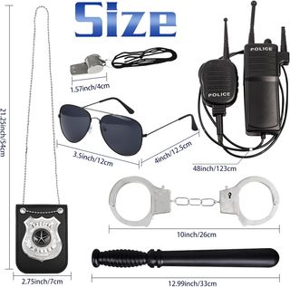 6 Piezas Accesorios de Traje de Policía para Niños, Conjunto Con Walkie Talkies, Esposas, Insignia, Gafas, Silbato, para Carnaval