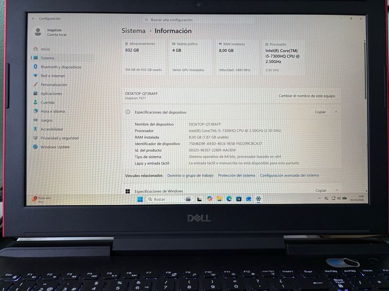 Portátil Dell Inspiron 15 7000 Gaming afbeelding 6