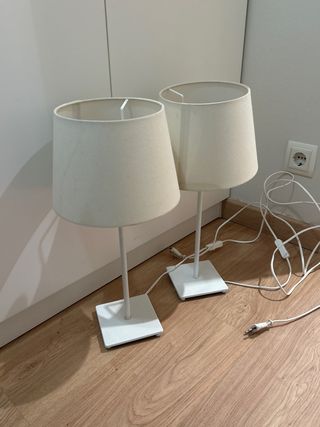 Juego 2 Lámparas Mesa Tela y Metal