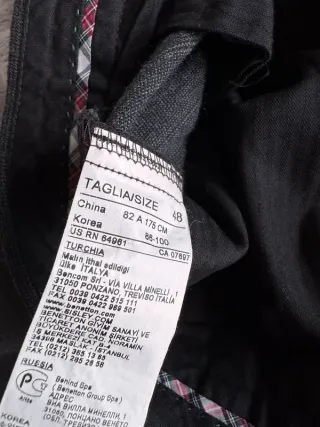 Pantaloni Benetton Uomo Donna Tg 48 Grigio