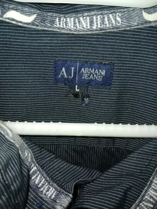 Camisa Armani Jeans Rayas Hombre Negra Gris